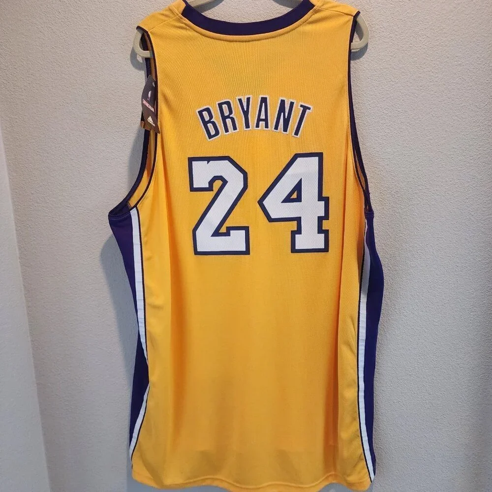 Kobe Bryant 24 Los Angeles Lakers Gold Purple Adidas NBA Jersey Mens 3XL